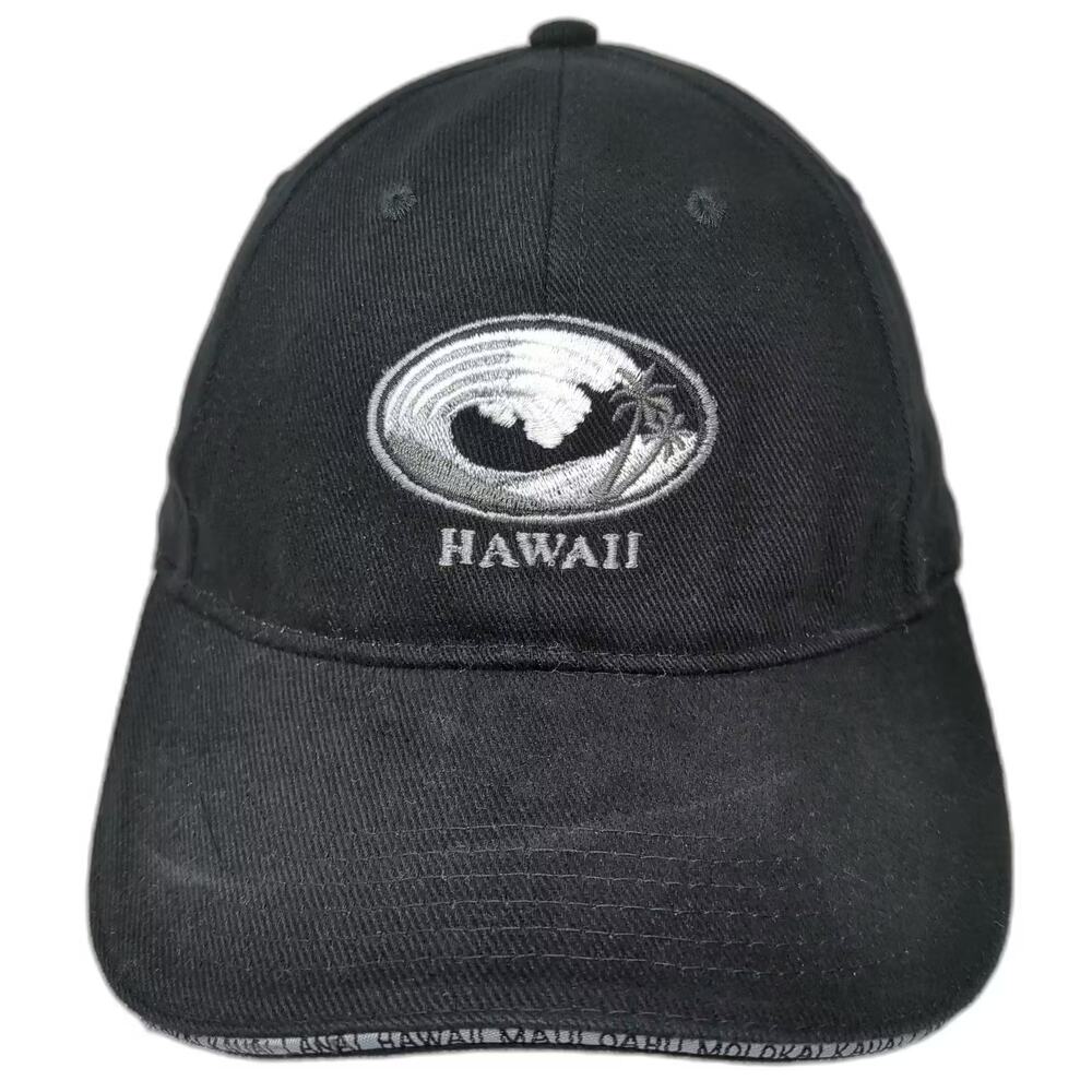Surfware Hawaii Baseball Cap Black Gray Embroidered Island Edge Brim Hat OS
